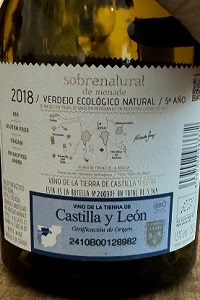 Castilla y León Sobrenatural 2018 Bodegas Menade, retroetichetta