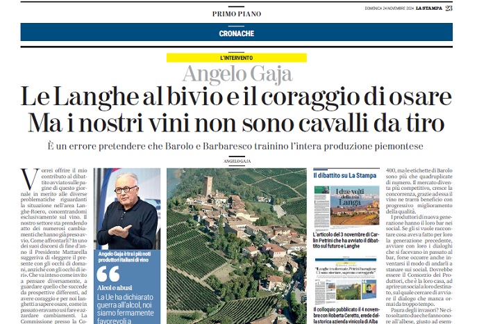 Articolo di Angelo Gaja su La Stampa di domenica 24 novembre 2024