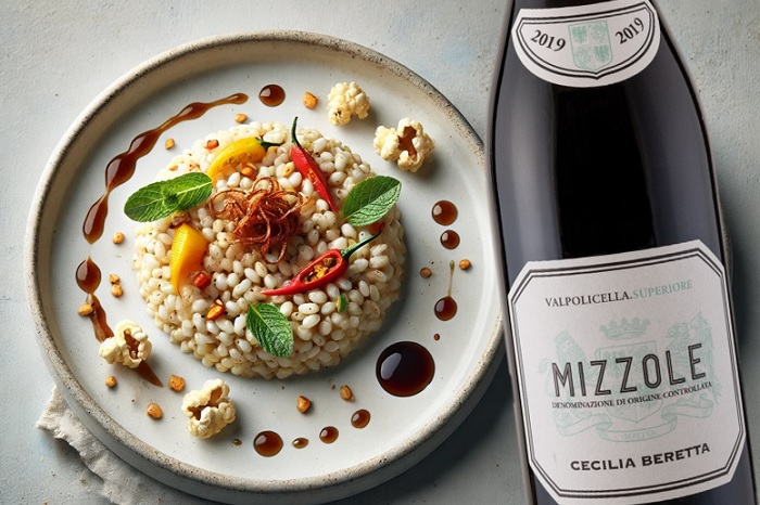 Orzotto ai peperoni dolci e Valpolicella Superiore Mizzole 2019